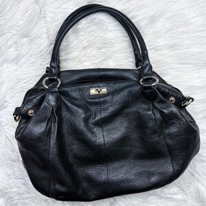 J. Crew Brompton Hobo Pebbled Leather Turnlock Black Bag Purse Slouchy Y2K
